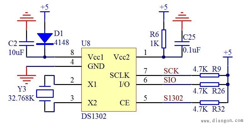 DS1302電容作備用電源