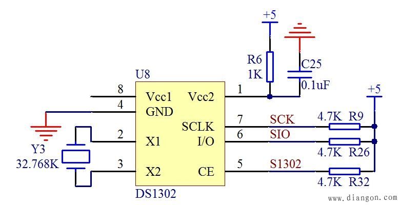 圖15-7 DS1302無備用電源 