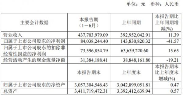 上海貝嶺2020年上半年業(yè)績(jī)